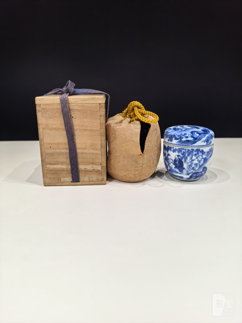 清中晚期 青花“卢仝清玩”烹茶图小茶叶罐 - 图3